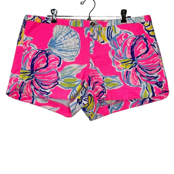 Lilly Pulitzer Pants - New Lilly Pulitzer Adie Shorts Swept By Tides Pink Floral Print Women's 14 NWT